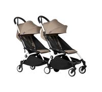 Stokke YOYO³ Stroller for Twins 6+ months - Taupe Color Pack & White Frame