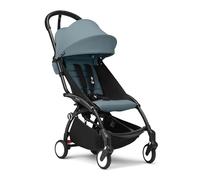Stokke YOYO3 Stroller from 6 Months - Includes Black Frame/Aqua Seat Cushion + Canopy - Folds in & Out in a Flash - Light & Compact - Carry-On Compatible