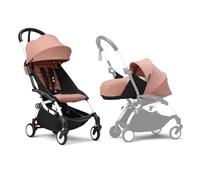 Stokke YOYO3 Stroller with Newborn Pack - Includes White Frame, YOYO 6+ Color Pack (Ginger) & 0+ Newborn Pack (Ginger).
