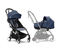 Stokke YOYO3 Stroller with Newborn Shell - Includes Black Frame, YOYO 6+ Color Pack (Air France Blue) & Newborn Shell (Navy Blue)