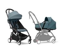 Stokke YOYO3 Stroller with Newborn Shell - Includes Black Frame, YOYO 6+ Color Pack (Aqua) & Newborn Shell (Aqua)