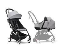 Stokke YOYO3 Stroller with Newborn Shell - Includes Black Frame, YOYO 6+ Color Pack (Stone) & Newborn Shell (Stone)