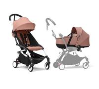 Stokke YOYO3 Stroller with Newborn Shell - Includes White Frame, YOYO 6+ Color Pack (Ginger) & Newborn Shell (Ginger)