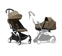 Stokke YOYO3 Stroller with Newborn Shell - Includes White Frame, YOYO 6+ Color Pack (Toffee) & Newborn Shell (Toffee)