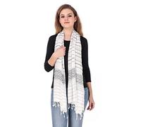 stole/scarf for girl/ladies Colour- White soft viscose cotton blend ethnic stripes pattern scarves pack of 1 ST-15, White-15, Medium, White-15, M