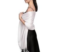 Stole Women's Pashmina Festive Scarves & Scarves Neckerchief Scarf for Evening Dress Scarf Festive Stole Shoulder Scarf Elegant Shoulder Scarf Large Soft Silky Solid Colours, White, 200*70 cm