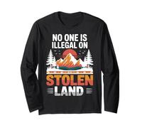 Stolen Land Vintage Mountain Sunset Native Style Long Sleeve T-Shirt