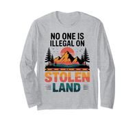 Stolen Land Vintage Sunset Mountain Indigenous Nature Long Sleeve T-Shirt
