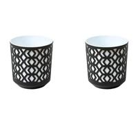 Stolmet AZTEK Plant Pot Set - Geometric Design Ø14cm x H15cm, Premium Quality, Recyclable Material, Indoor Decorative Pots - Set of 2 or 3 (2, Black + White)
