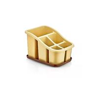 Stolmet Cutlery Drainer with Tray - 3 or 5 Pocket Utensil Holder - BPA Free - Ideal for Kitchen and Camping (Beige, 5 Compartments)