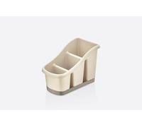 Stolmet Cutlery Drainer with Tray - 3 or 5 Pocket Utensil Holder - BPA Free - Ideal for Kitchen and Camping (Light Mocha, 3 Compartments)