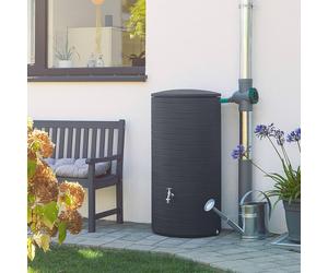 Stolmet Novara Rain Barrel 285L - Anthracite Water Butt with Brass Tap & Lid