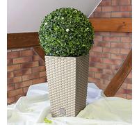 Stolmet Rattan flower pot with inner box, weatherproof, 26.6 litres, anthracite, black, 26.5 cm x 26.5 cm x 50 cm.