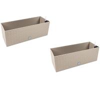 Stolmet Rattan-Style Planters Rato Collection - Square, Rectangular, with or without Legs & Irrigation System - Mocha - Single or Set of 2 (Trough L800 x W330 x H320mm x2)