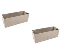 Stolmet Rattan-Style Planters Rato Collection - Square, Rectangular, with or without Legs & Irrigation System - Mocha - Single or Set of 2 (Trough L600 x W250 x H240mm x2)
