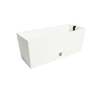Stolmet Rattan-Style Planters Rato Collection - Square, Rectangular, with or without Legs & Irrigation System - White - Single or Set of 2 (Trough L600 x W250 x H240mm)