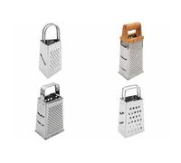 Stolmet Stainless Steel Grater, Cheese/Vegatble/Fruit Grater, 3 or 4 Sided Grater, Hand Held, Zester, Slicer, 4 Sizes (8cm + 12cm + 18cm + 22cm Set)