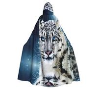 StOlmx Blue Eyed Snow Leopard Full Length Hooded Cloak Halloween Fancy Cape Costumes,Carnival Fancy Dress Cosplay