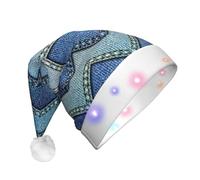 StOlmx Santa Hat Christmas Hat Xmas New Year Festive Holiday Party Thicken Classic Fur Santa Claus Hat Gradient Blue Denim