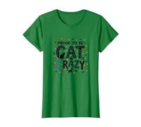 Stolz auf Cat Crazy: Feline Lover Typography Art T-Shirt, Women, Kelly Green, XXL