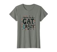 Stolz auf Cat Crazy: Feline Lover Typography Art T-Shirt, Women, Olive Heather, XXL