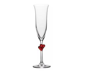 Stolzle Heart Champagne Flutes Frosted, Clear, 150ml (5oz), Set of 2