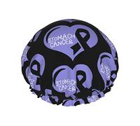 Stomach Cancer Awareness Periwinkle Ribbon Shower Caps Reusable Bath Cap Elastic Bathing Shower Hat Soft Waterproof For Hair Caps Of All Hair Lengths