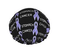 Stomach Cancer Awareness Periwinkle Ribbon Shower Caps Reusable Bath Cap Elastic Bathing Shower Hat Soft Waterproof For Hair Caps Of All Hair Lengths