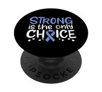 Stomach Cancer Awareness Ribbon Blue Survivor Gastric Chemo PopSockets Adhesive PopGrip