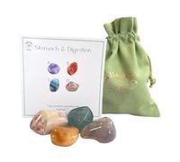 Stomach & Digestion Crystals - UK Designed 4 Stone Premium Selection for Inner Peace & Healing, Self-Esteem, Consciousness, Self-Love Comes with Gift Pouch, Wellness Guide & Info Booklet