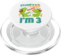 Stomp Chomp Roar I'm 3 Dinosaur Toy Decor 3rd Birthday PopSockets PopGrip for MagSafe