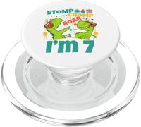 Stomp Chomp Roar I'm 7 Dinosaur Toy Decor 7th Birthday PopSockets PopGrip for MagSafe