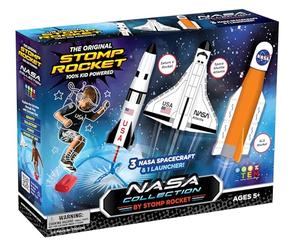 Stomp Rocket - Space Collection - 3 Soft Foam Air Powered Rockets: SLS Rocket, Saturn V Rocket, Space Shuttle Atlantis - Adjustable Launcher and Pad - STEM Gift for Boys and Girls Ages 5 Years and Up
