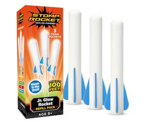 Stomp Rocket The Original Jr. Glow Rocket Refill Pack, 3 Rockets - Outdoor Rocket Toy Gift for Boys and Girls- Ages 3 Years and Up
