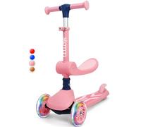 Stompa Kids Scooter for 2 Year Old | Toddler Scooter 2-in-1 with Seat | 3 Wheel Kick Scooters Boy Girl | LED Light Up Wheels, Adjustable Height, Foldable, Lean to Steer, Max 50KG