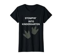 Stompin' INTO Kindergarten Value Graphic T-Shirt, Women, Black, XS