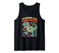 Stomping Into Kindergarten Dinosaur T Rex Back to School Tank Top