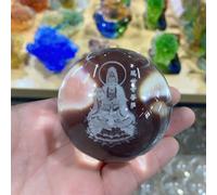 Stone 6cm Engraved Miniature Angel Crystal Ball Craft Sphere Glass Home Decoration Ornament for Housewarming GIF(Dark Khaki,2pcs)