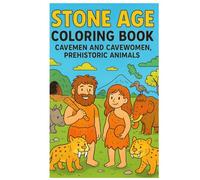Stone Age Coloring Book Cavemen and cavewomen Prehistoric Animals And Shapes