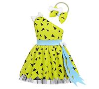 Stone Age Costume for Girls Kids Caveman Costume Princess Tutu Dress with Headband Prehistoric Cavegirl Fancy Dress Up Halloween Carnival Outfit Sage Green 2-3 Years