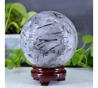 Stone All Black Tourmaline Ball Crystal Hand Polished Home Office Decoration(10-11cm) Gemstone Stone
