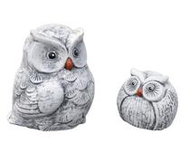 Stone and Style Owls Set of 2, Handmade Solid Cast Stone Garden Decoration, Frost-Resistant to -30 °C, Hedwig and Esther
