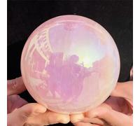 Stone Angel Aura Crystal Sphere Ball Electroplated Rose Quartz Home Decoration(700-800g) Gemstone Stone