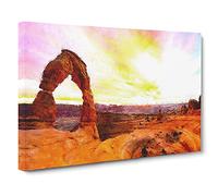 Stone Arch In The Moab Desert Canvas Print | Gallery Wrapped 30mm Frame Wall Art | 30x20 inches | Ready to Hang | Modern Landscape Picture | Living Room Bedroom Lounge Office