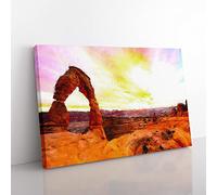 Stone Arch In The Moab Desert Painting Modern Art Canvas Wall Art Print Ready to Hang, Framed Picture for Living Room Bedroom Home Office Décor, 76x50 cm (30x20 Inch)