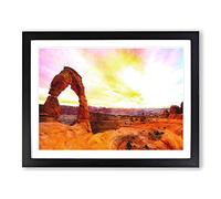 Stone Arch In The Moab Desert Painting Modern Art Framed Print | A4 Black Framed Wall Art | Ready to Hang | Modern Landscape Picture | Living Room Bedroom Lounge Office