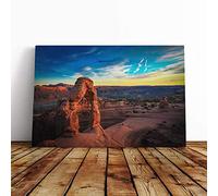 Stone Arch Utah Landscape and Mountains Canvas Print | Gallery Wrapped 30mm Frame Wall Art | 24x16 inches | Ready to Hang | Contemporary Landscape Picture | Living Room Bedroom Lounge Office