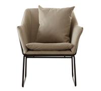 Stone Armchair, Easy-to-Clean Linen Accent Chair, Arm Support Comfy Armchair, Space-Saver Dining Armchair