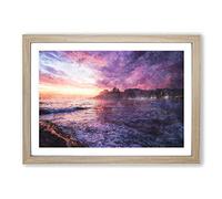 Stone Arpoador in Brazil Painting Framed Print | A2 Oak Framed Wall Art | Ready to Hang | Modern Historical Picture | Living Room Bedroom Lounge Office