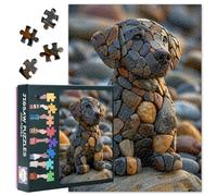Stone Art Puzzles for Adults 1000 Pieces, Dog Made of Stones on the Beach Puzzle, Impossible 1000 Piece Jigsaw Puzzles for Home Wall Decor, 19.5 x 27.5 Inch